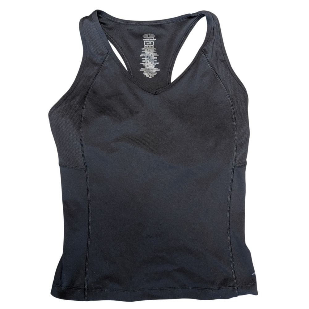 Athletic Works Large Black Tank Top Sports Bra Built In Racer Back